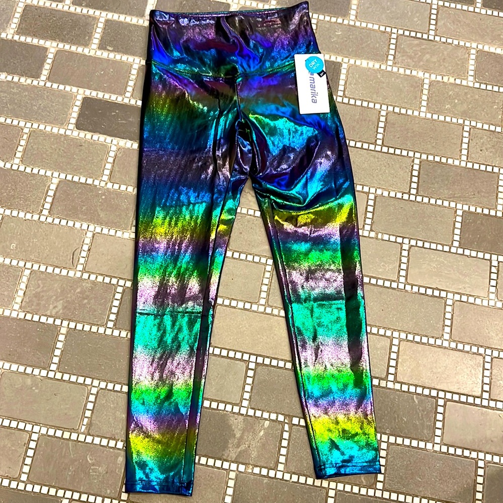 Hologram rainbow athletic leggings size M